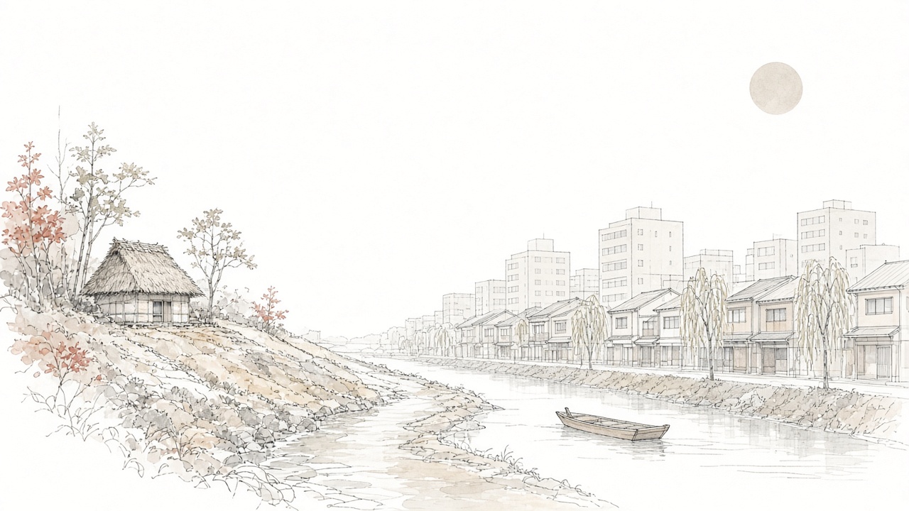 方丈の庵と高瀬川の京都